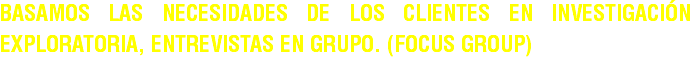 basamos las necesidades de los clientes en investigación exploratoria, entrevistas en grupo. (focus group)